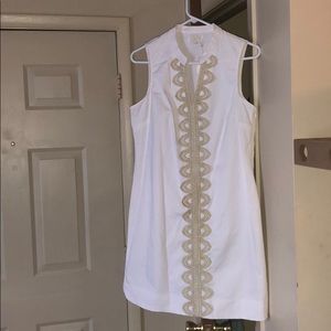 White and gold MudPie shift dress